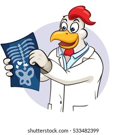 Rooser doctor looking on fluorography vector illustration