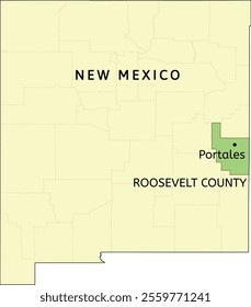 Roosevelt County and city of Portales location on New Mexico state map