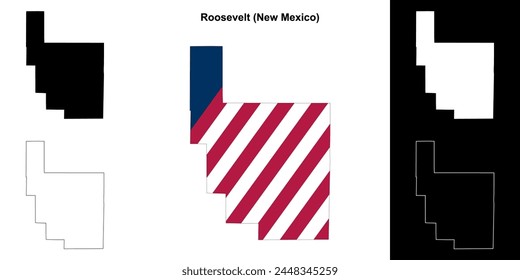 Roosevelt County (New Mexico) outline map set