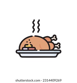 roosted chicken grilled vector icon illustration