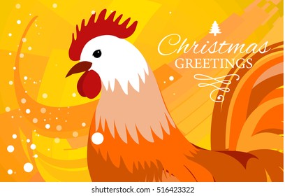 Rooster 2017 Chinese New Year greeting card. Christmas background. beautiful colorful and bright. Celebration with , place for your text.
