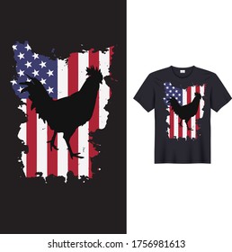 Rooster 4th Of July USA Flag Chicken Farm shirt