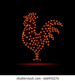 Rooster. Abstract rooster. Vector illustration on a black background.