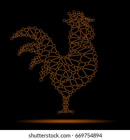 Rooster. Abstract. Vector illustration on a black background.