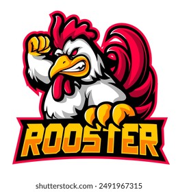 Rooster angry esport mascot logo design