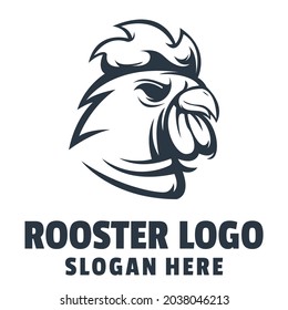 rooster angry logo design vector