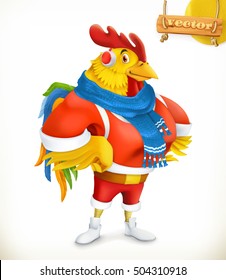 Rooster. Animal 2017. New Year mascot. 3d vector cartoon character