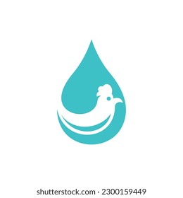 Rooster Animal Drop Water Simple Logo