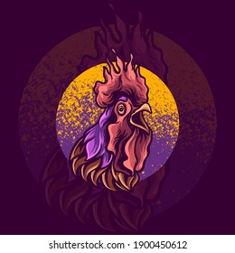 rooster animal esport mascot logo illustration