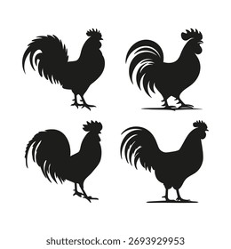 Conjunto de Vector de silueta de animal de gallo