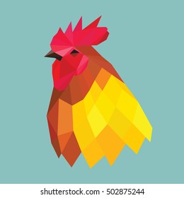 Rooster animal triangle low polygon style. New Year 2017 background. Modern graphic design. Polygonal illustration