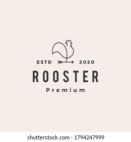 rooster arrow hipster vintage logo vector icon illustration