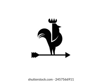 rooster with arrow logo icon vector illustration