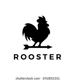 Rooster Arrow Weather Vane Logo Vector Icon Illustration