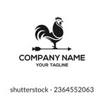 Rooster arrow weathervane logo icon design vector template.