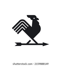 Rooster Arrow Weathervane Modern Logo Vector Icon Illustration.