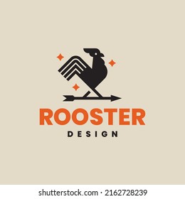 Rooster Arrow Weathervane Modern Logo Vector Icon Illustration.