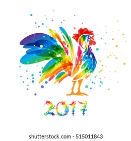 Rooster art on a white background, vector art, colorful farmer bird