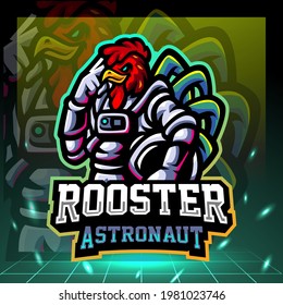 Rooster astronaut mascot. esport logo design