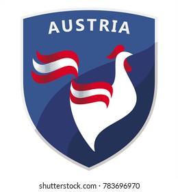Rooster, Austria flag, Emblem on a blue shield, illustration, vector