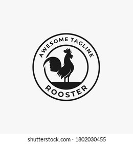 Rooster Badge Illustration Vector Logo.