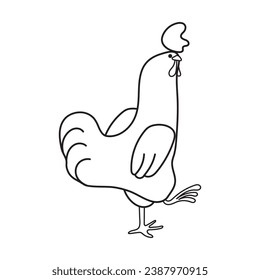 rooster. beautiful chicken line art vector. Vector illustration. Black and White, art
