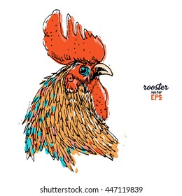 Rooster bird drawing illustration vector