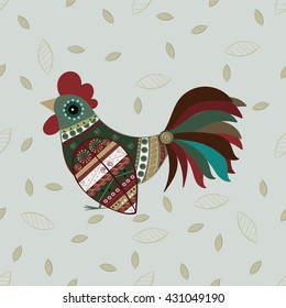 Rooster bird ethnic pattern