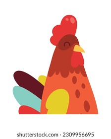 Rooster bird Farm animal Vector Illustration