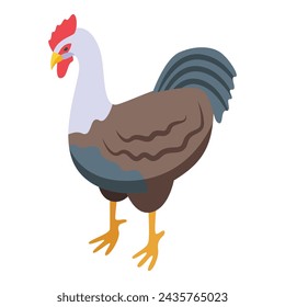 Rooster bird icon isometric vector. Farm chicken industry. Worker food
