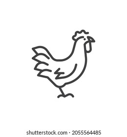 Rooster bird line icon. linear style sign for mobile concept and web design. Farm rooster outline vector icon. Symbol, logo illustration. Vector graphics