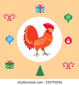 Rooster bird as Symbol of New 2017 Year by Chinese calendar