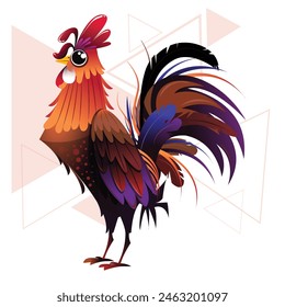 Rooster birds vector with white Background