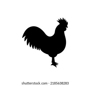 Roster schwarze Silhouette. Rastersymbol. Schwanzvogelsilhouette. Farm-Vogel-Symbol einzeln auf weißem Hintergrund.