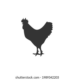 Vector de silueta negra de gallo sobre fondo blanco