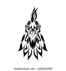 rooster black and white illustration