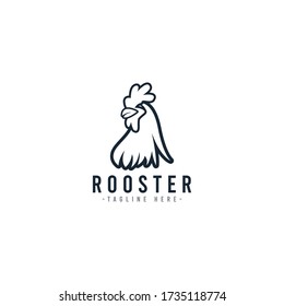 Rooster Black and White Logo Vector Template Design Illustration