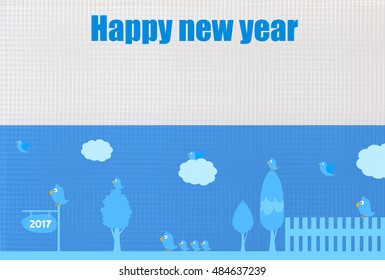 Rooster Blue Bird New Year's card background