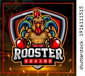 Rooster boxing mascot. esport logo design