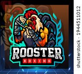 Rooster boxing mascot. esport logo design