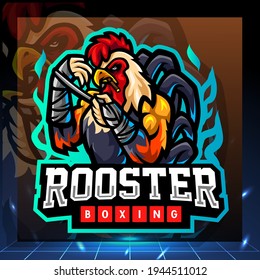 Rooster boxing mascot. esport logo design