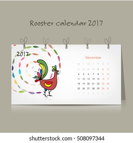 Rooster calendar 2017 for your design