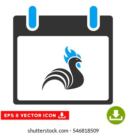 Rooster Calendar Day icon. Vector EPS illustration style is flat iconic bicolor symbol, blue and gray colors.