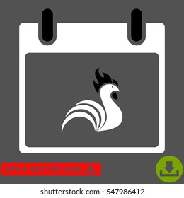 Rooster Calendar Day icon. Vector EPS illustration style is flat iconic bicolor symbol, black and white colors.