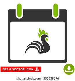 Rooster Calendar Day icon. Vector EPS illustration style is flat iconic bicolor symbol, eco green and gray colors.