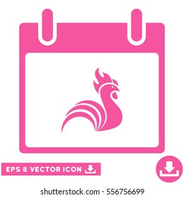 Rooster Calendar Day icon. Vector EPS illustration style is flat iconic symbol, pink color.