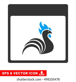 Rooster Calendar Page icon. Vector EPS illustration style is flat iconic bicolor symbol, blue and gray colors.