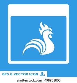 Rooster Calendar Page icon. Vector EPS illustration style is flat iconic symbol, white color.