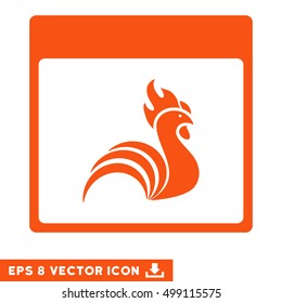 Rooster Calendar Page icon. Vector EPS illustration style is flat iconic symbol, orange color.