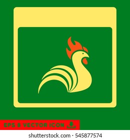 Rooster Calendar Page icon. Vector EPS illustration style is flat iconic bicolor symbol, orange and yellow colors.